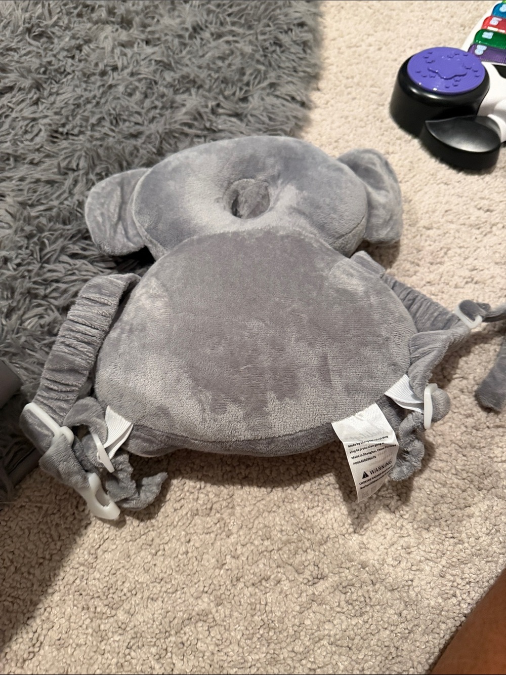 Gray Koala Baby Head Protector Plush Backpack